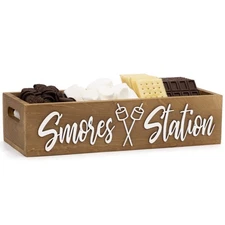 S'mores Station Box with Handles, Outdoor Kitchen Camping Decor Food Containe...