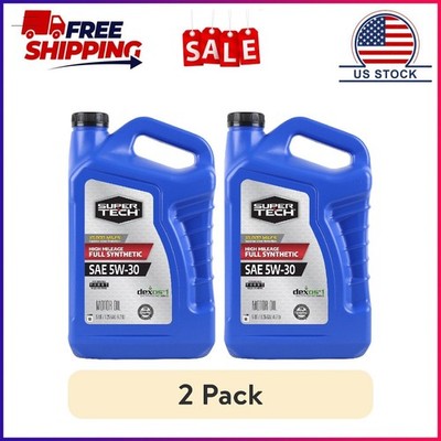 (2 pack) Super Tech High Mileage Full Synthetic SAE 5W-30 Motor Oil, 5 Quarts