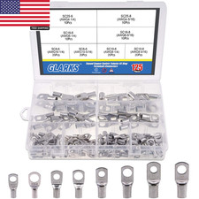125 Pcs Marine Grade Heavy Duty Tinned Copper Wire Lugs Kit SC Ring Terminal Con