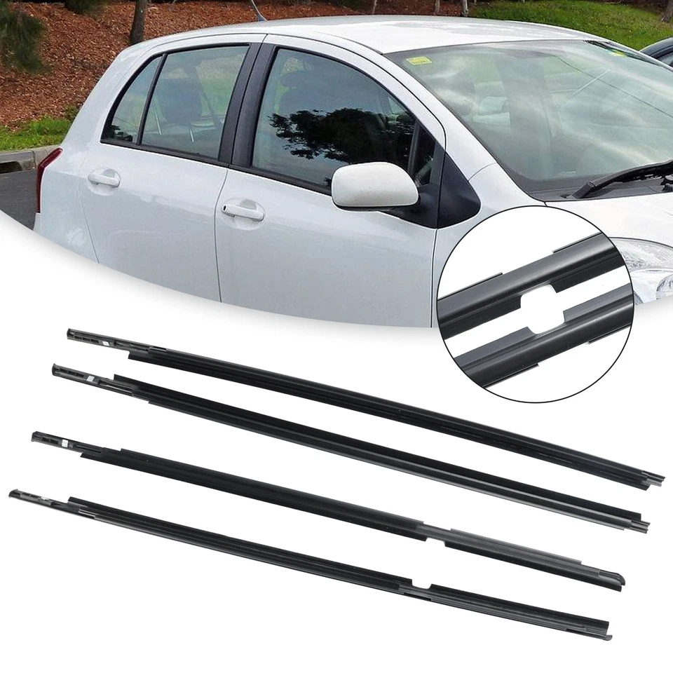 4pcs Outer Door Glass Weatherstrip Moulding For Toyota Yaris Vitz 2005-2010 A.U - image 2 of 4