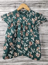 Janie And Jack Girls Size 8 Green Floral Shortsleeve Dress