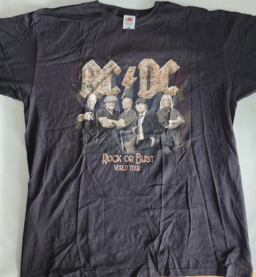 AC/DC Rock or Bust World Tour T-Shirt Schwarz Kurzarm Größe L
