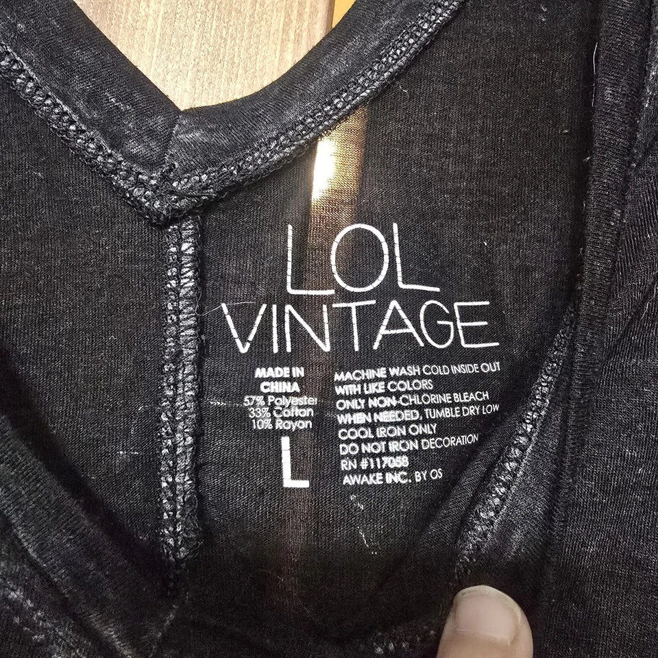 Camiseta sin mangas LOL vintage negra gráfica para mujer talla L diseño simbólico boho luna Foto 2 de 4