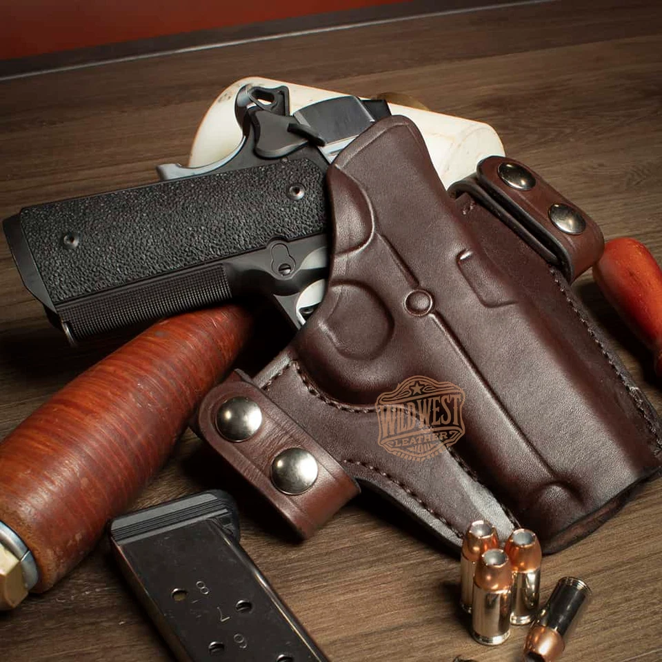 Leather OWB Holster – Open Top, Snap-On Retention Choose Model - Image 2 of 4