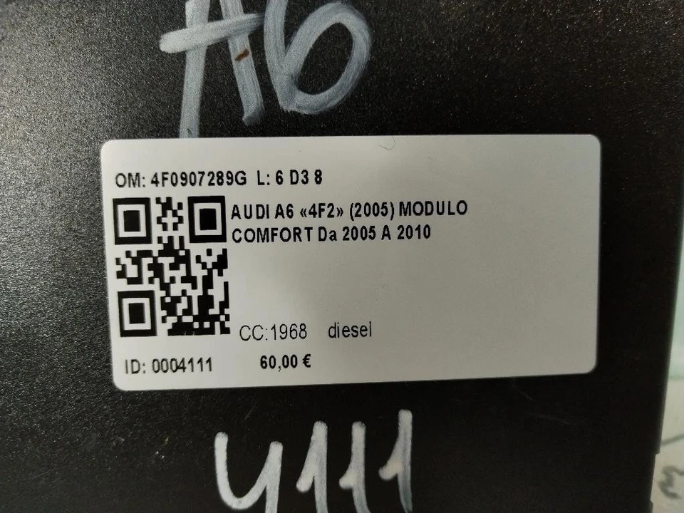 CENTRALINA COMFORT PER AUDI A6 Avant Serie C6 (4F5) 4F0907289G BRE diesel 1968  - Immagine 4 di 4