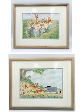 2-Vtg Winnie The Pooh 100 Acre Woods Series Framed Wall Art, 15 X 12 Frame