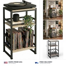 Record Player Stand,3-Tier Record Player Table with U-Shaped Vinyl Storage Up...