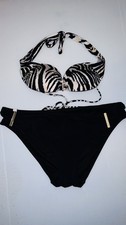 Vtg Victoria's Secret White Zebra Gold Ties Y2K Bikini Set XL / 34b