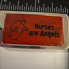 Nurses Are Angels Keychain Wood and Metal Gift Appreciation Present