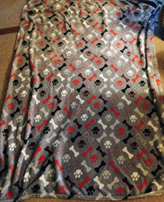 Soft Throw Blanket with Paw Prints and Bones