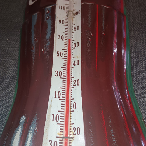 Vintage Tin COCA-COLA Wall Thermometer Bottle Made By TCA , Made In USA, 17X5 - Picture 5 of 12
