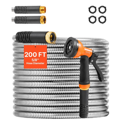 #ad VEVOR 200ft Metal Garden Hose Stainless Steel Water Hose Lightweight No Kink $77.90