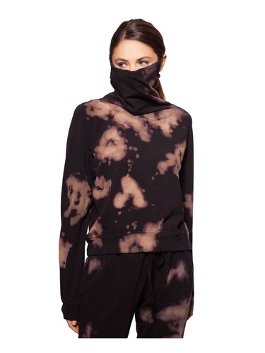 Betsy & Adam Women's Solid Built in Mask Hoodie Black Size Medium