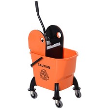 HOMCOM Mop Bucket on Wheels w/ Carry Handle, Mop Holder for Household Orange