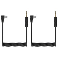 2 Pcs 3mm to Male Flash PC Sync Cable with Screw Lock 3.5mm 2P to PC, Black