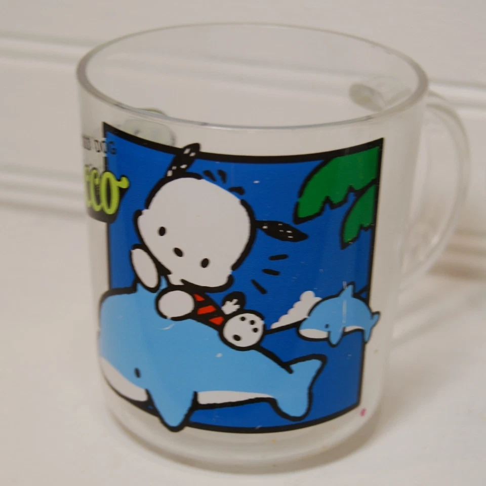 Tazas de café vintage Pochacoo años 90 "El perro Yorkimichi" vidrio de dibujos animados Kawaii Foto 4 de 4