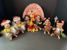 "Lote de 5 ratones de 6"" nativos americanos nativos americanos de acción de gracias de pavo Annalee"
