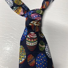 Steven Harris Easter Blue Red Green Multicolor Decorated Eggs Novelty Fun Tie