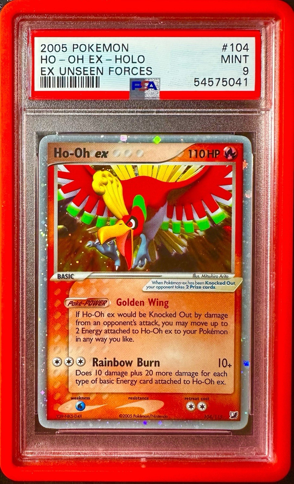 Ho-Oh ex 104/115 Unseen Forces Holo Pokemon 2005 PSA 9