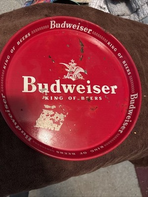 Budweiser King of Beers Red Collectible Breweriana Beer Tray Metal 12''