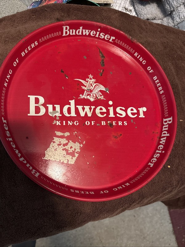 Budweiser King of Beers Red Collectible Breweriana Beer Tray Metal 12"