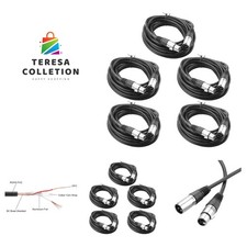 5 Pack 20ft XLR Cable, Profession Balanced 3 Pin DMX Cables Male to Female, X...