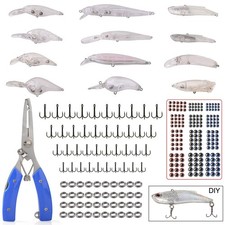 276pcs Unpainted Fishing Lures Making Kit DIY Blank Crankbaits Minnow Hard Ba...