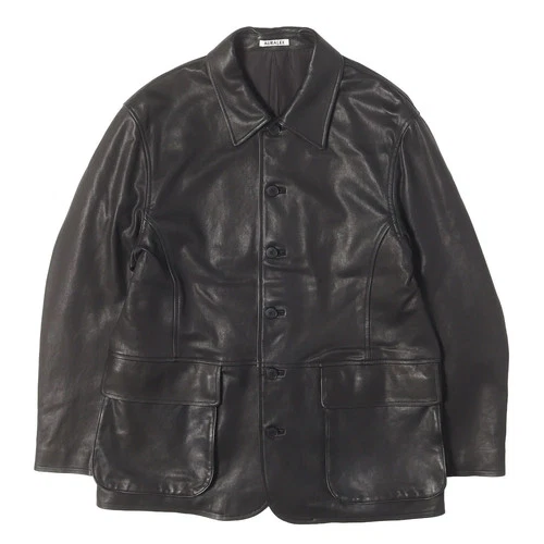 AURALEE 26SS Textured Lamb Leather Blouson Jacket Black Sz 4 Japan - product listing photo