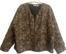 CHICO s Animal Print 100 Silk Open Jacket Size 3, X-Large
