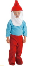 THE SMURFS Papa Smurf Easy Romper Hat W/ Mustache Attached Toddler 2-4 Costume