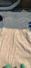 Kirra Lace Overlay Dress with Sheer Cap Sleeves Large Off White