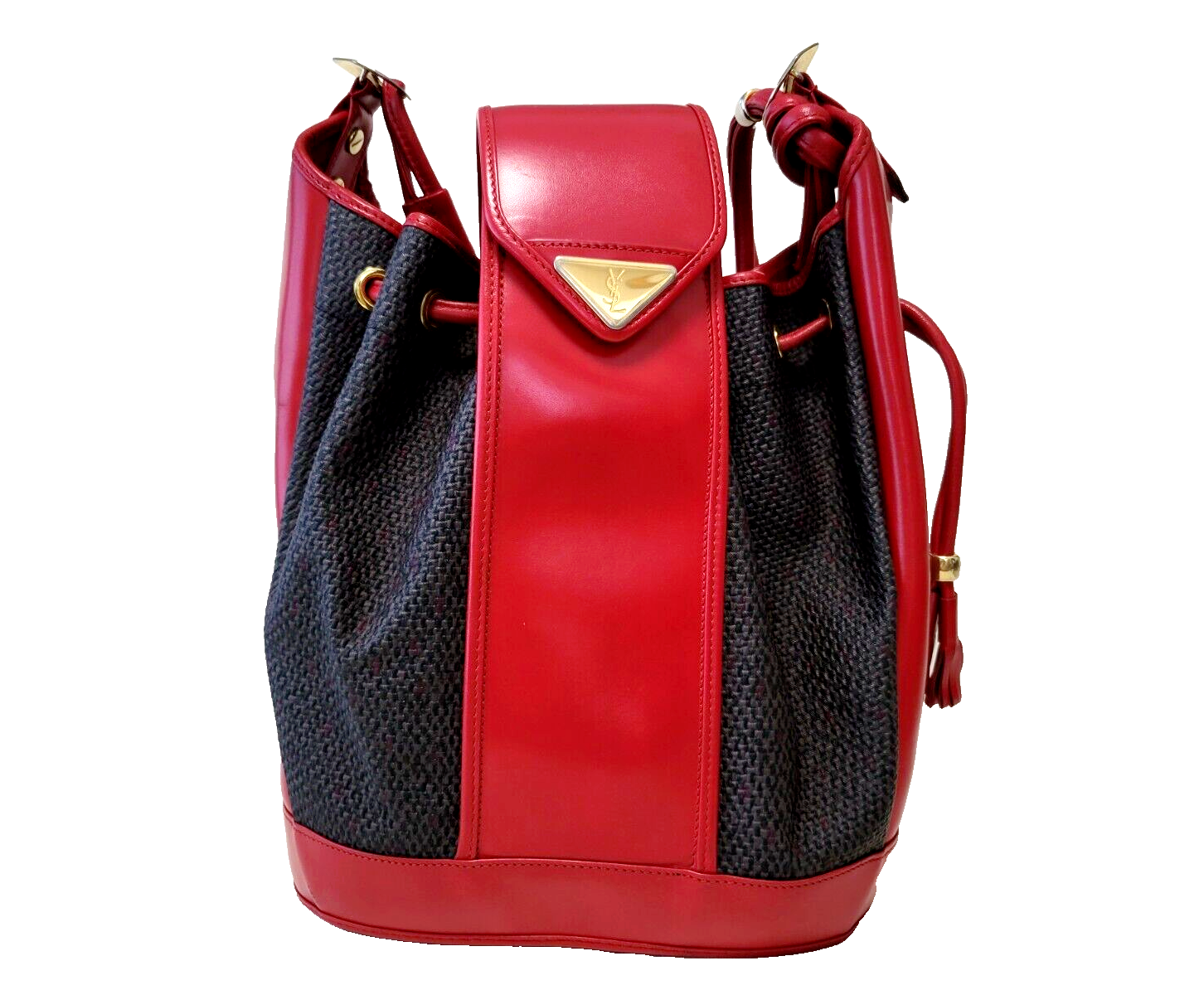 Borsa a tracolla Yves Saint Laurent con coulisse PVC in pelle YSL autentica