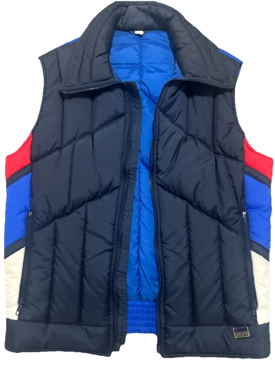 Vintage Ossi Blue Puffer Ski Vest Men's Size L Made In Hong Kong 80s