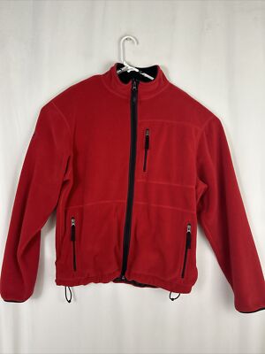RALPH LAUREN POLO SPORT Polartec Fleece Jacket Mens L Red Full Zip Pockets Vtg