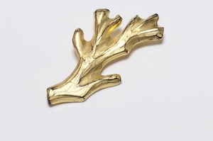 Authentic Yves Saint Laurent Rive Gauche Goossens Gold Plated Branch Nature Theme Brooch