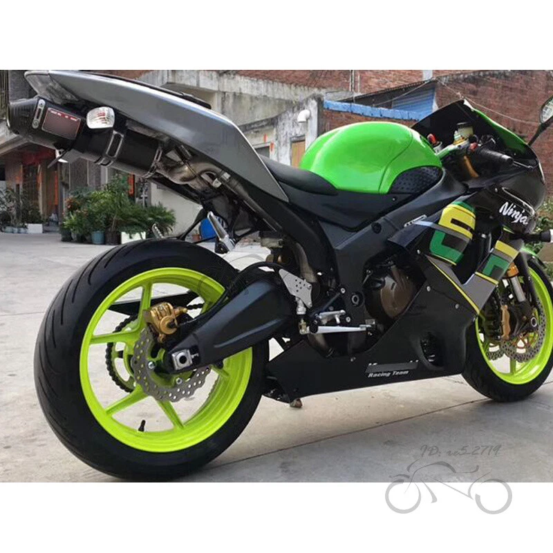 Sistema de puntas de escape de carbono deslizamiento para Kawasaki Ninja ZX6R 2004 2005 2006 2007 2008 Foto 2 de 4