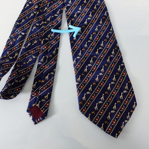 Blue Neck Tie Mens Woven Silk Rhino Giraffe Africa Animal BELLE DE JOUR Paris - Picture 7 of 10