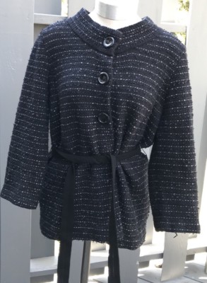 Classiques Entier Atelier Jacket Knit Cardigan M Blazer Metallic Cotton Black
