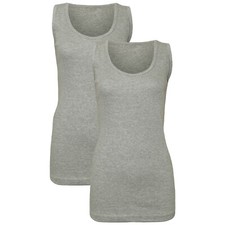2 PACK LADIES VEST WOMENS COTTON STRETCHY RIBBED T SHIRT CAMI CASUAL TANK TOPS