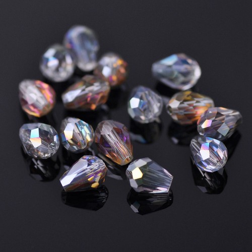 50pcs 7x5mm Small Teardrop Faceted Crystal Glass Losse Beads Bulk Wholesale Lot - Picture 18 of 93