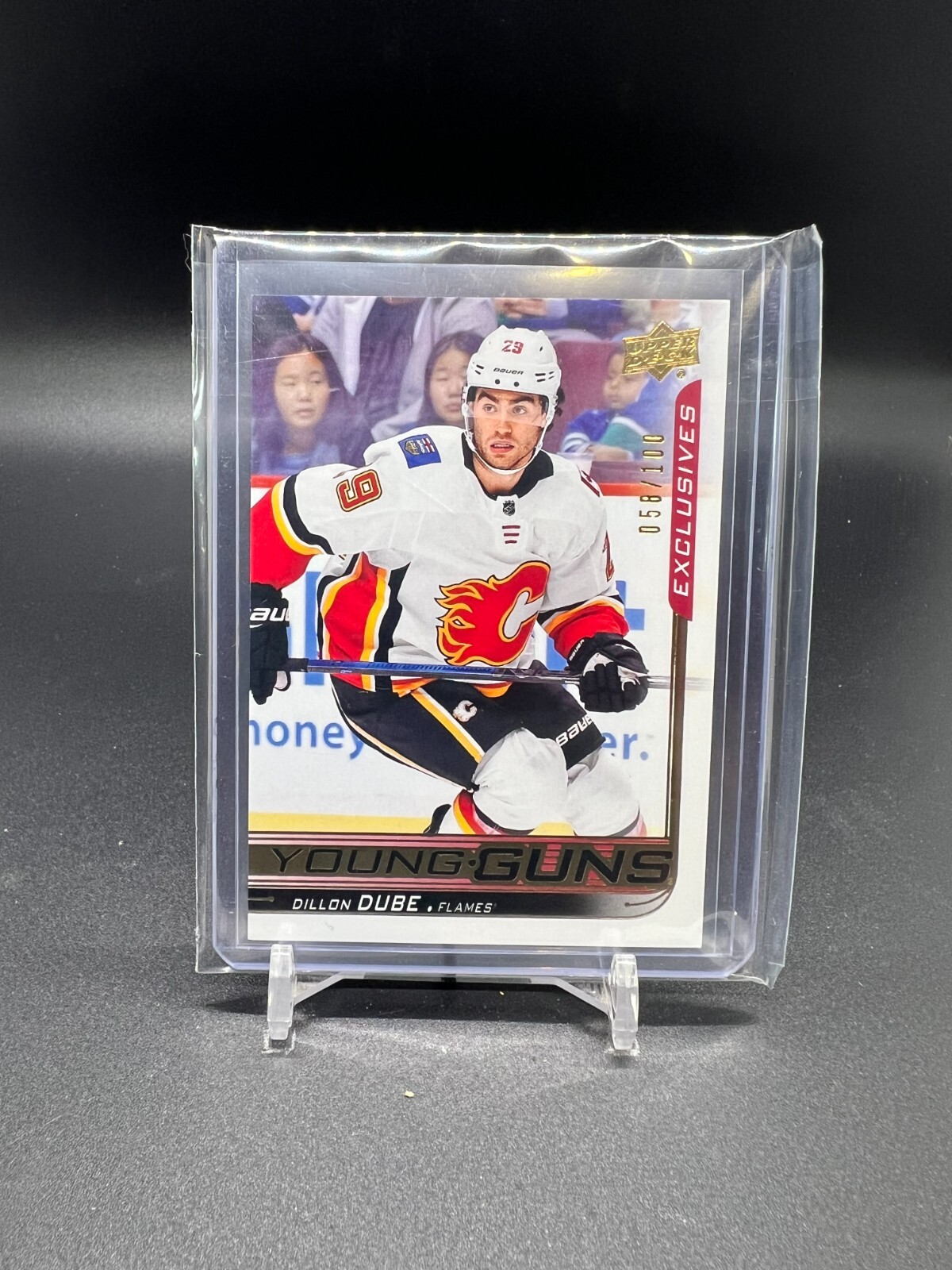 2018-19 Upper Deck Exclusives #207 Dillon Dube YG /100 Young Guns Rookie 