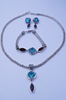 Amethys Heavy Set Necklace/Pendant/Bracelet /Earrings Lori Bonn 925 & Blue Topaz,