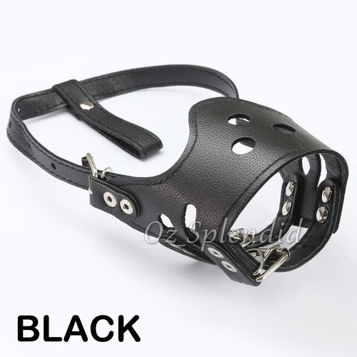 Adjustable Leather Pet Dog Mask Mouth Muzzle Anti Barking Bite Stop Chewing - Picture 13 of 18