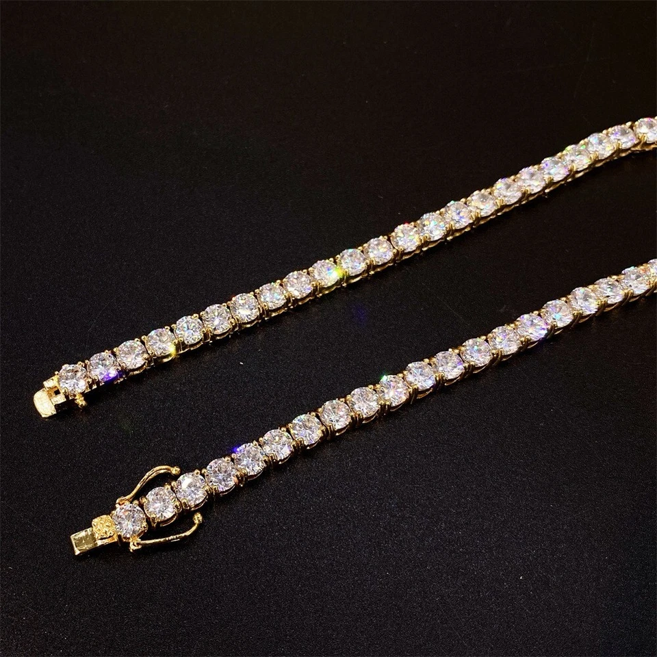 Cadena de tenis VVS Moissanite 3-5 mm 18-24" oro pasa probador de diamantes Foto 4 de 4