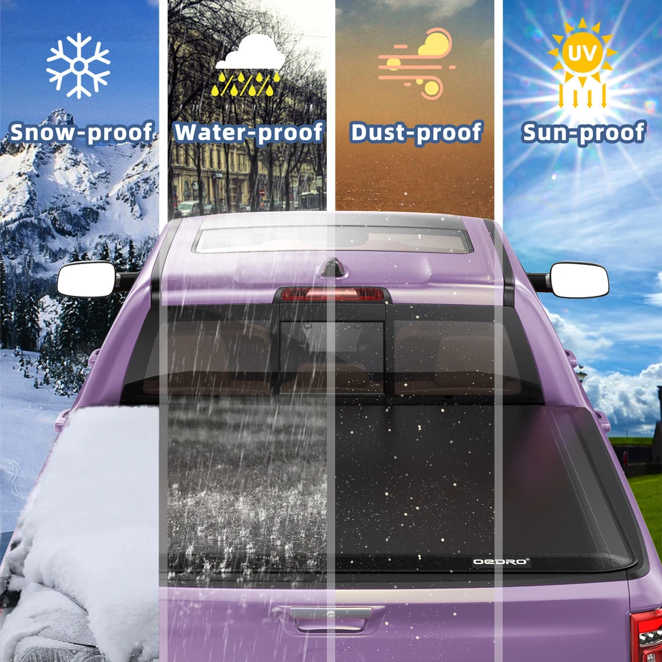 5ft Bed 3-Fold Tonneau Cover For 2005- 2026 Nissan Frontier Crew Cab Waterproof Foto 4 de 4