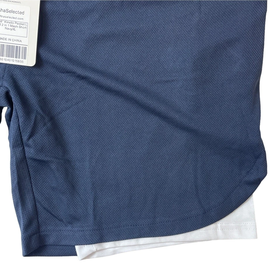 Pantalones Cortos Aha Selected Para Hombre Azul Marino 2 en 1 Talla XL - NUEVOS CON ETIQUETAS Foto 2 de 4