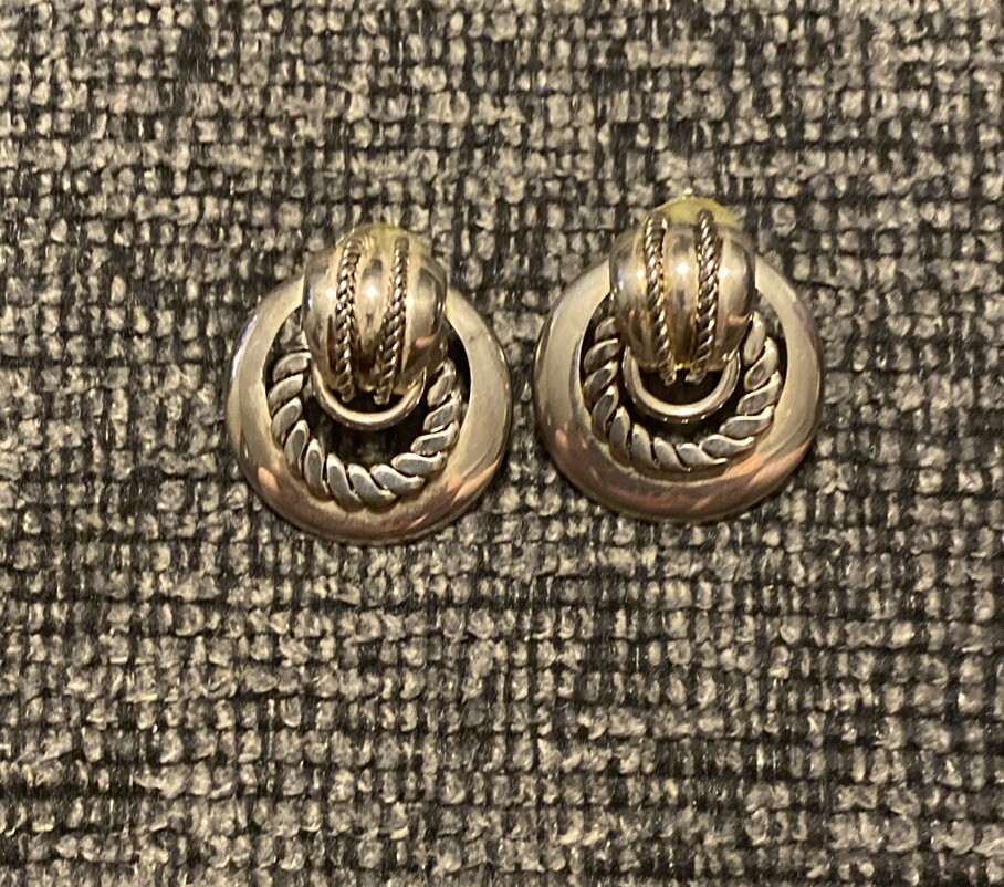 Large Silvertone Premier Design Circle Earrings!! - image 1