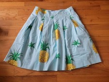 RSVP by TALBOTS PINEAPPLE PRINT PLEATED FULL SKIRT SZ 10 PETITE LINED Summer
