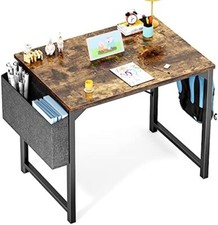 40'' Home Office Computer Desk Wood Writing Study Desk with Storage and Hooks