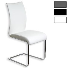 Lot de 4 chaises de salle à manger ALADINO en synthétique et piètement chromé